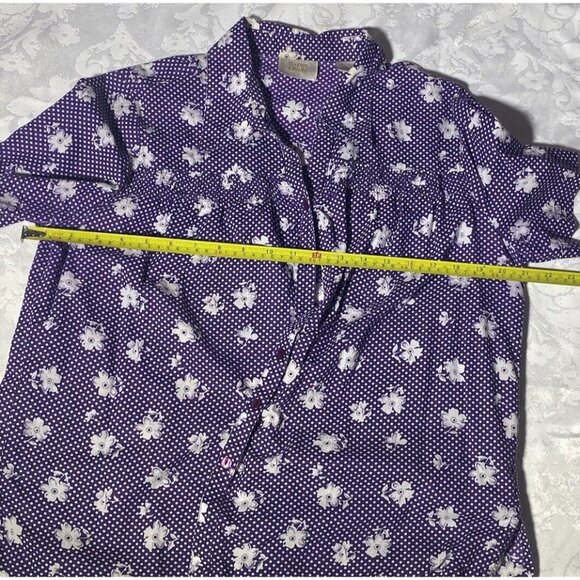Baxter &  Wells Purple Large Ditsy Floral Button Up Shirt Cottage Prairie 90s - Picture 5 of 10